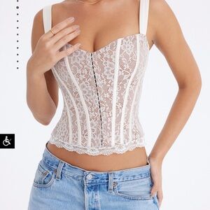 Mistress Rocks Cream Satin & Lace Corset